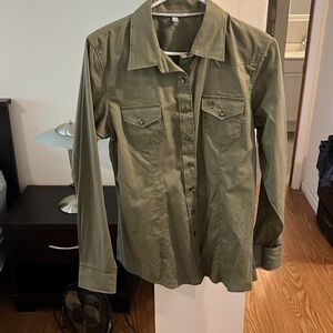 Womens cinch button down shirt